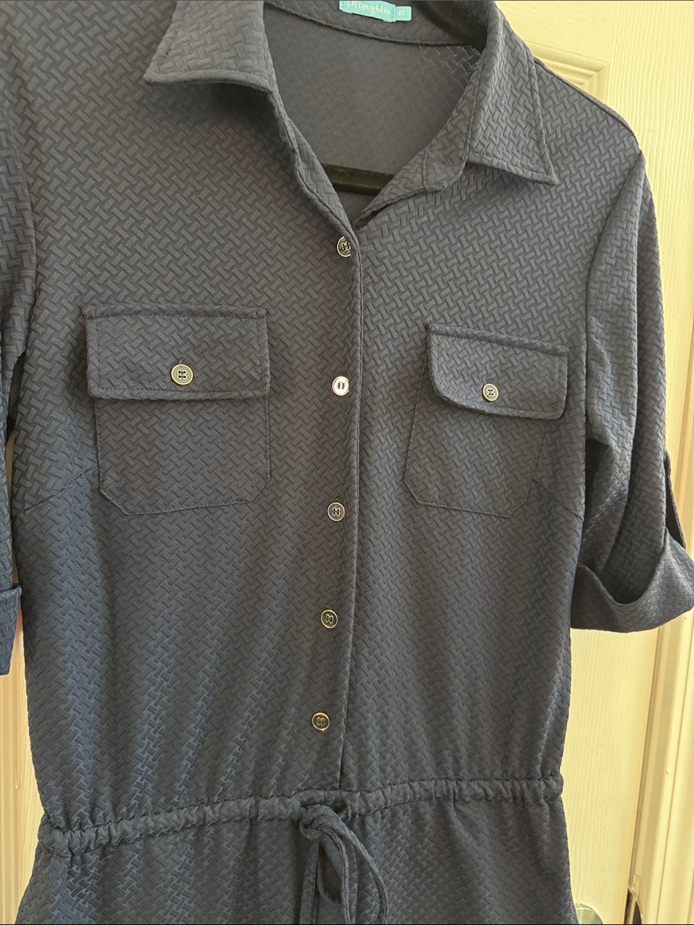 J. Mclaughlin Westport Button Front Textured Romper Blue Size XS - Picture 3 of 8